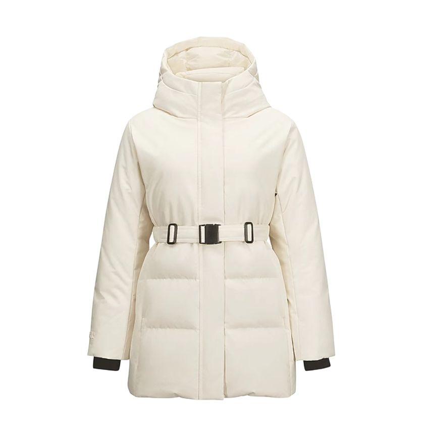 Skechers Outdoor Series FW24 Solid Color Hooded Warm Long Sleeve Down Jacket Women outerwear Eggshell L424W004-00V7 XL