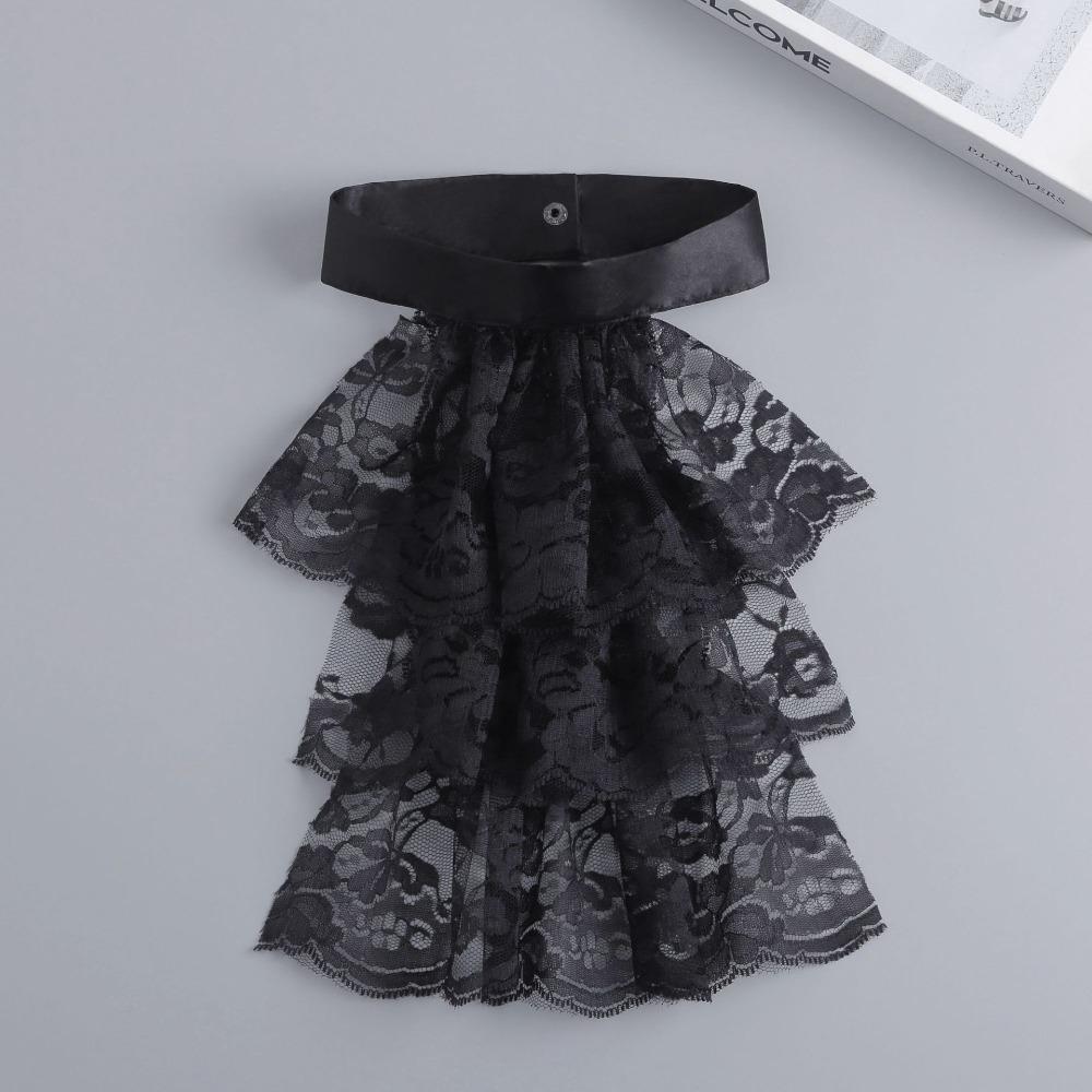 Detachable Lace Jabot Collar Solid Color Ruffled Neck Collar  Stage Performance Costume Accessory