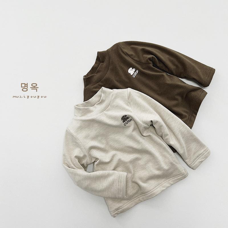 Simple Versatile Kids Fleece Lined Thermal Warm Top Boys Girls Children Casual Clothing