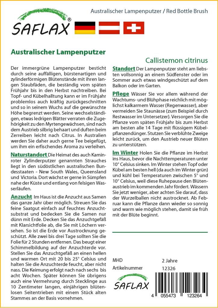 SAFLAX Red Bottle Brush - 400 Seeds - Callistemon Citrinus