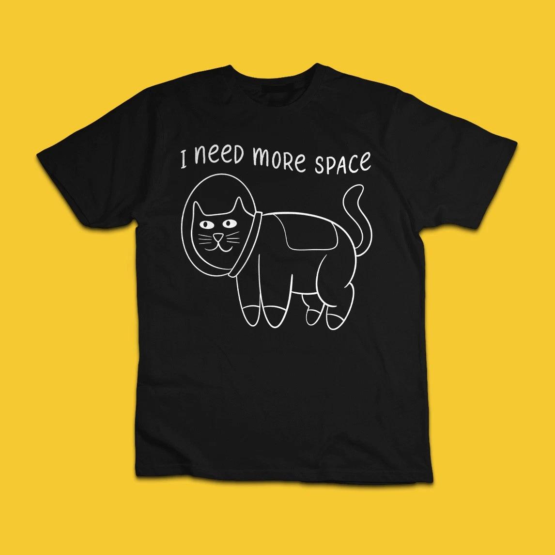 I Need More Space Funny Astronaut Cat Graphic T-Shirt Space Humor Tee XL