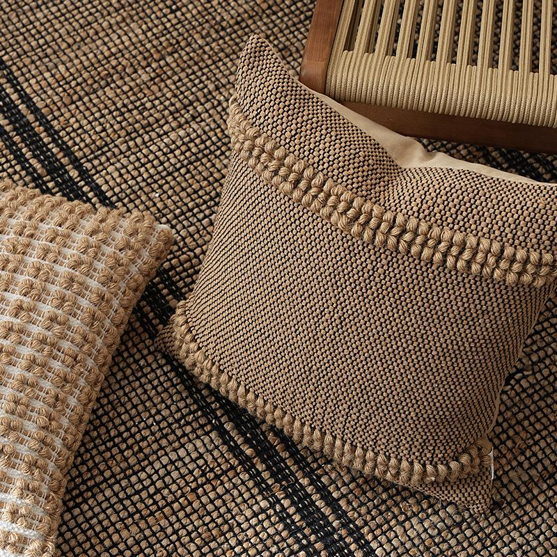 Handgefertigte Baumwoll-Hanfseil-Kissenhülle - Retro Wabi-Sabi Stil Erker & Sofakissen