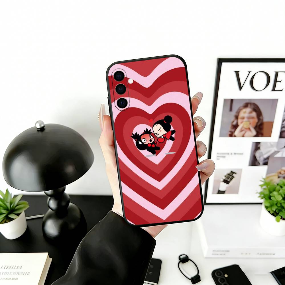 Chinese Doll P-Pucca Phone Case For Samsung Galaxy A73,A72,A71,A70,A53,A52,A51,Soft Silicone Black Cover
