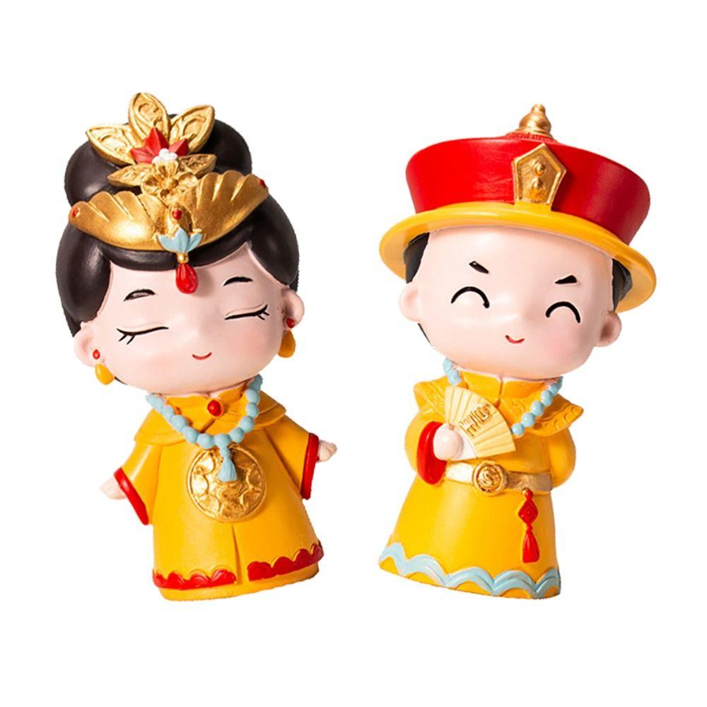 Chinese Style Ancient Doll Emperor and Empress Traditional Crafts Resin Queen Ornament Toddlers