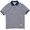 Vintage Sailor Striped Cotton Polo Shirt for Men - Summer Short Sleeve Turn-Down Collar