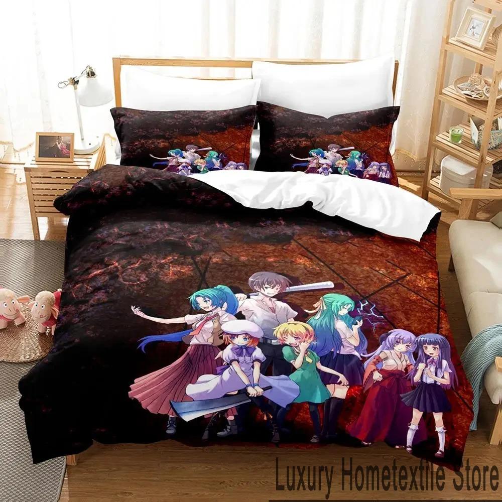 3D Print Anime Higurashi When They Cry Bedding Set Boys Girls Twin Queen King Size Duvet Cover Pillowcase Bed Boys Adult
