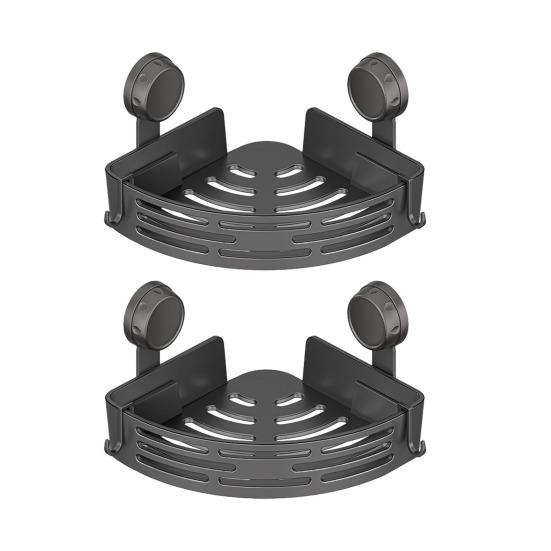 Bathroom Storage Rack No-Drill Corner Shelf with Strong Suction Cups Rustproof Shower Organizer Space-Saving Triangular Bathroom Shelf