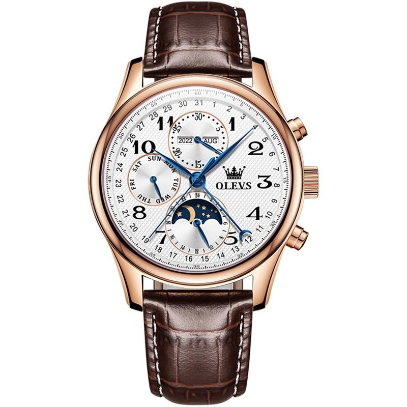 OLEVS Top Brand Sports Men Mechanical Wristwatch Moon Phase Waterproof Automatic Watch New Stainless Steel Watches Men 6667