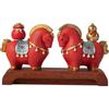 JINGRUIXIANG Guochao Rotating Tang Horse & Yuanbao Wealth Figurine Pair