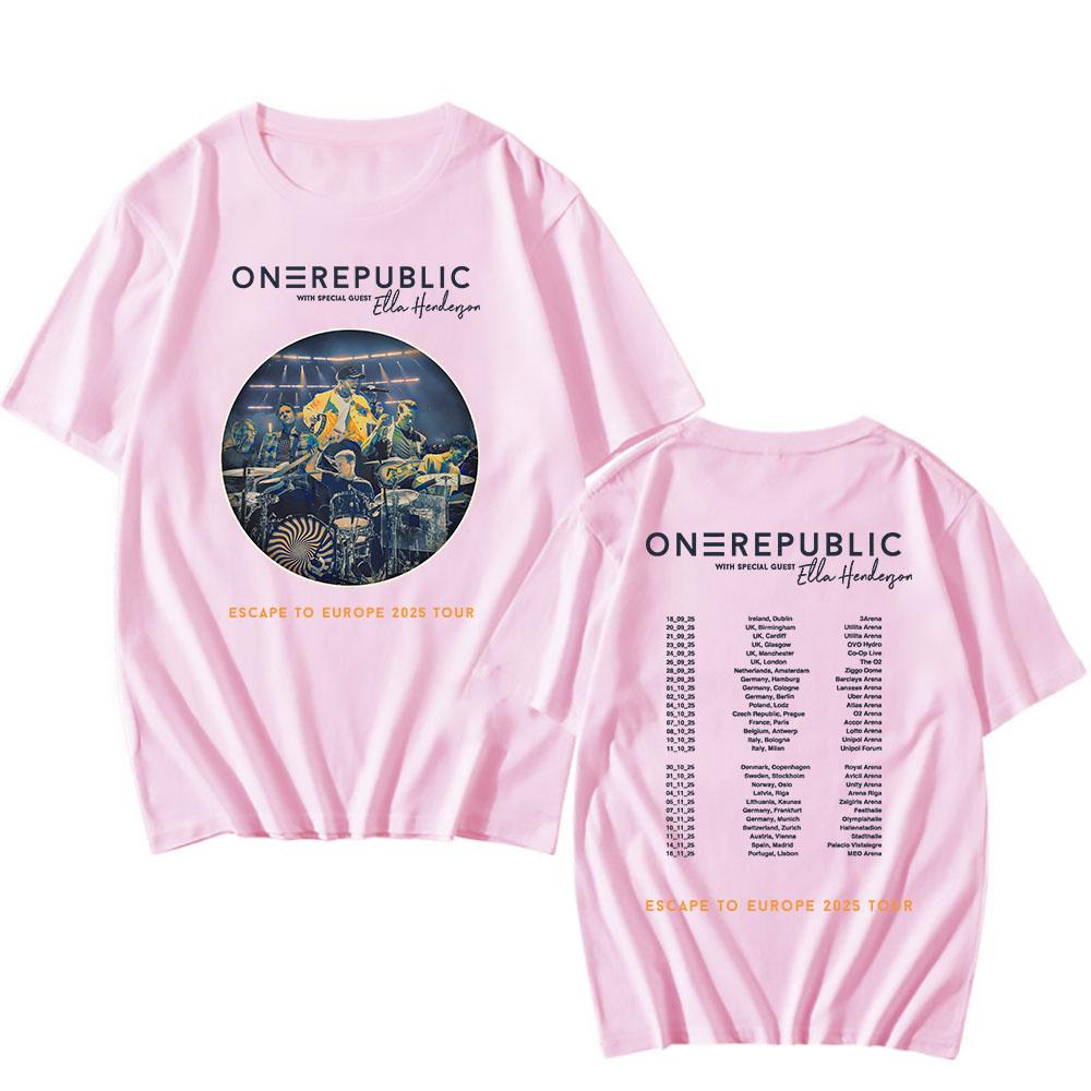 OneRepublic Escape To Europe 2025 Tour T-shirt Short Sleeve Loose Male Tshirts Rock Band Unisex Streetwear Hip Hop Print T Shirt