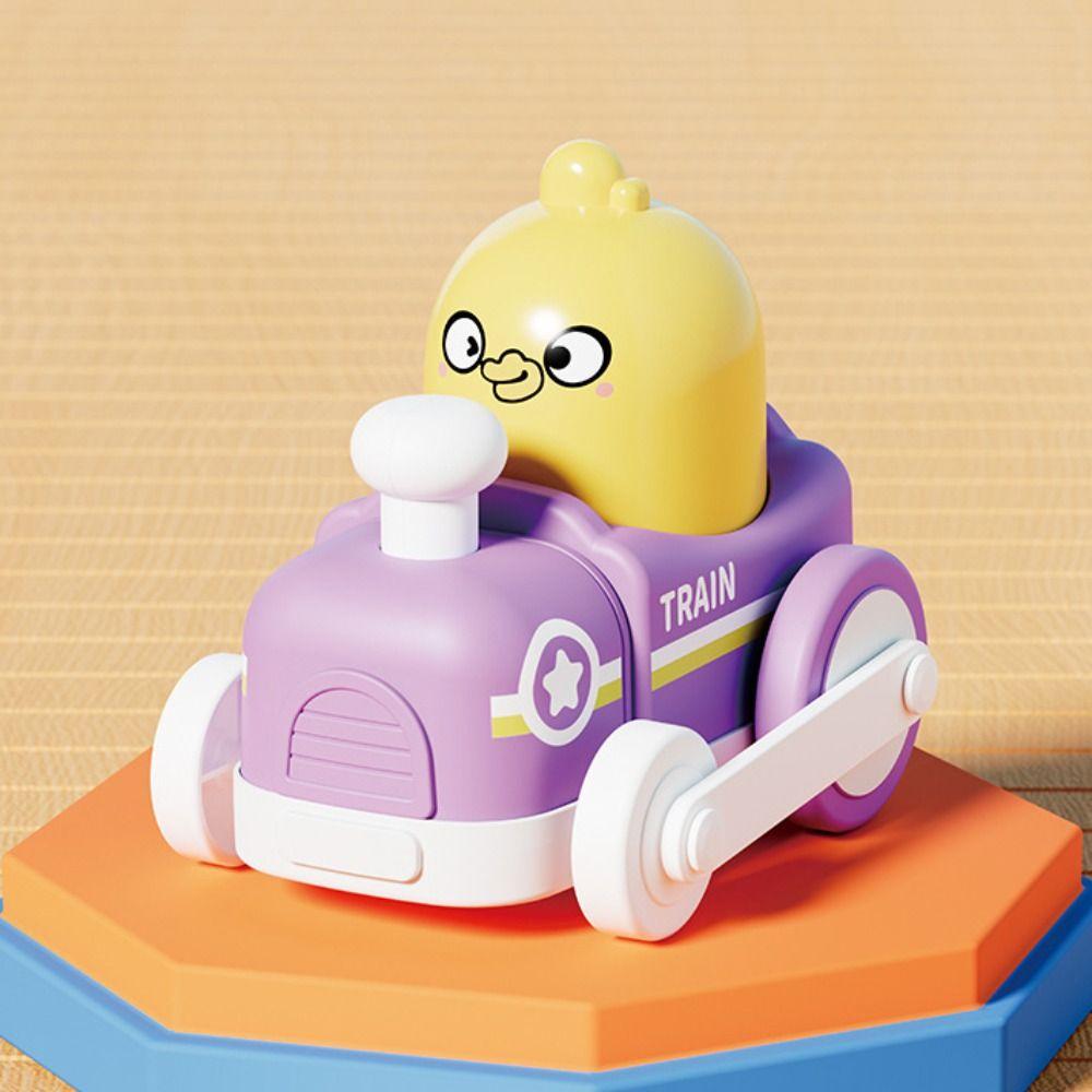 Cartoon Train Power Toy Collision Puzzle Toy Car Cute Press Inertia Pull Back Toy  Children's