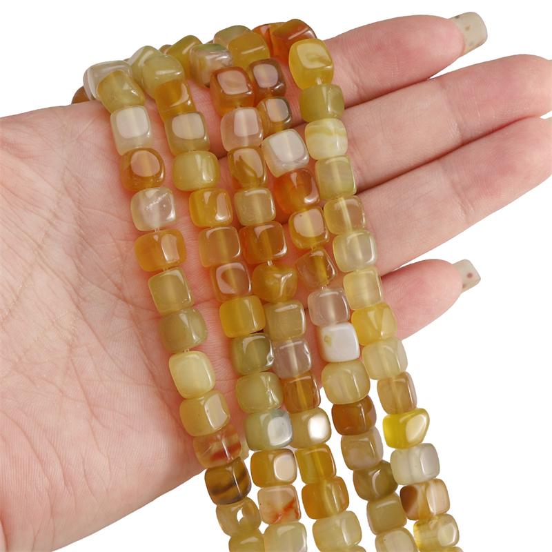 

1 полоска / мешок Цветные натуральные квадратные бусины из агата DIY браслет ожерелье серьги ювелирные аксессуары 8mm 1str/bag