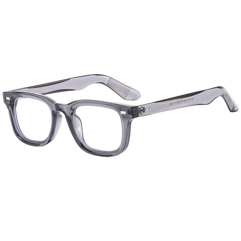 Glossy Black Square Yellow Tint Lens Rivet Detail Retro Sunglasses