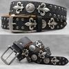 Skull Rivet Leather Belt: Unisex Punk Snake Print Waistband