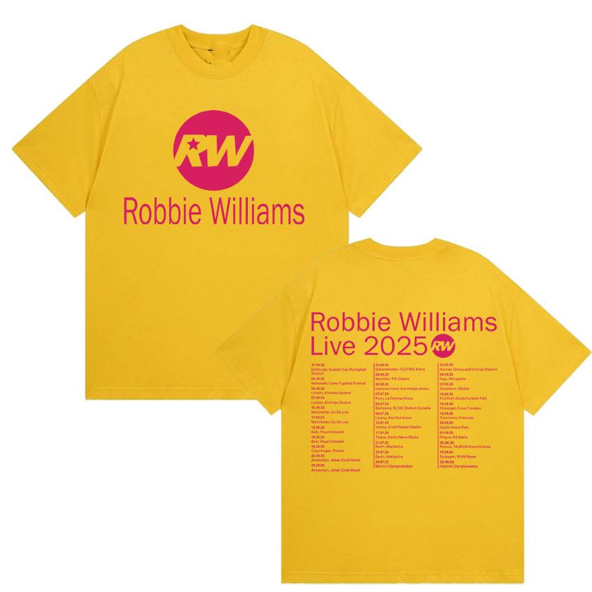 Robbie Williams Live Pw Tour 2025 T-Shirt Men Women's Casual Cozy Cotton Short Sleeve T Shirt Harajuku Fashion Vintage T-shirts