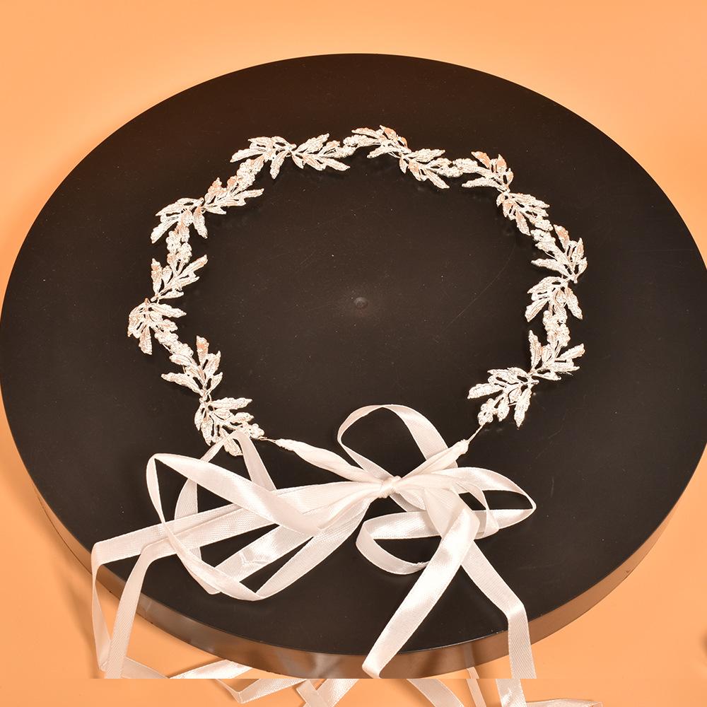 Bridal Hair Band, Hand-Woven Alloy Leaves Heavy Industry Disc Hair Headband Wedding Dress Belt Dz220