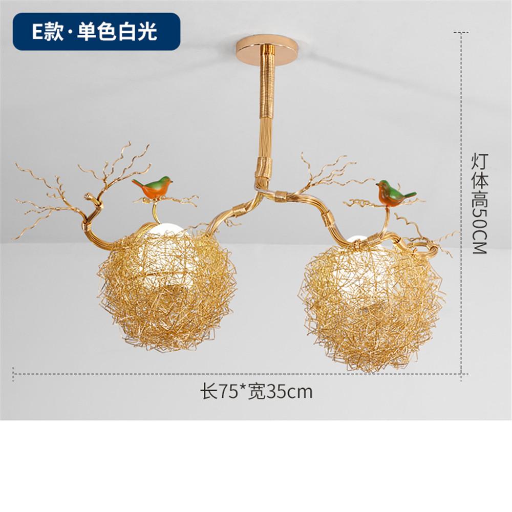 Nordic Cottagecore Gold Bird'S Nest Led Chandeliers For Living Room Bar Dining Table Loft Decoration Hanging Lighting Fixtures
