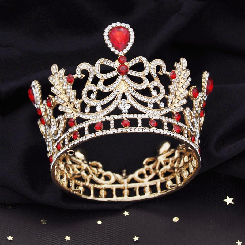 Barokowy Kryształowy Diadem Luksusowe Tiary Ślubne Korona Ślubna dla Kobiet Okrągła na Bal Promocyjny Ozdoby na Tort Korona Biżuteria Nakrycie Głowy