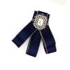 Vintage White Pearl Flower Brooch Corsage with Bow Tie Accent for Women - Fabric Pin TS83