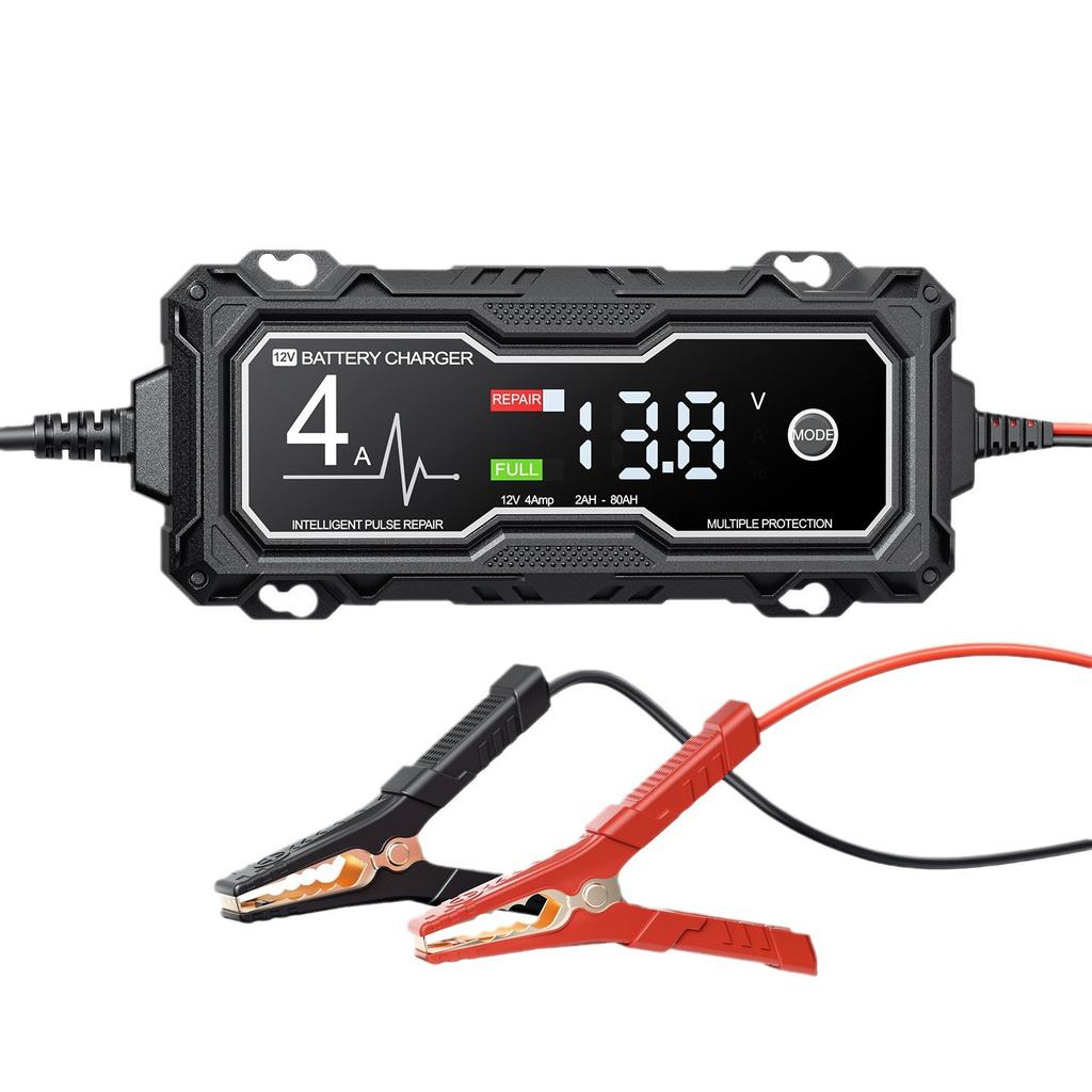 4A Car Motorcycle Battery Charger Multiple Protection LCD Display Intelligent Chargers 12V Pulse Repair AGM Battery Charger