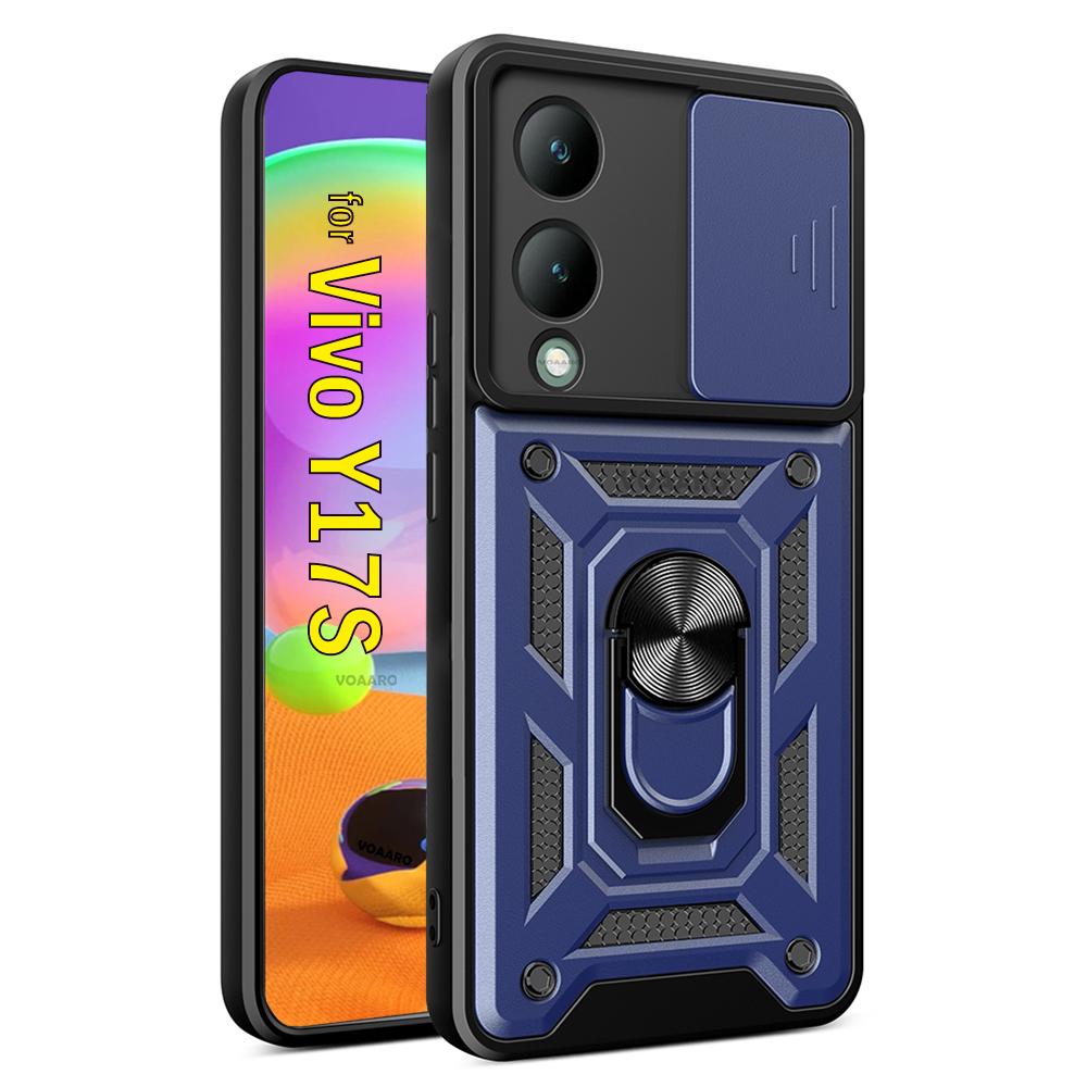 Slide Lens Armor Funda For Vivo Y17S 4G Case for Vivo Y17S 4G Global Case Magnetic Ring Stand Holder Cover Shockproof Back Capa