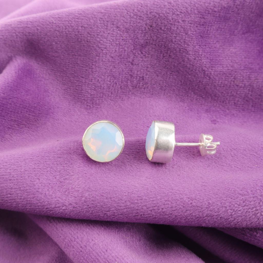 October Milky Opal Stone 925 Silver Anniversary Gift Stud Post Earrings Jewelry EE-150-18