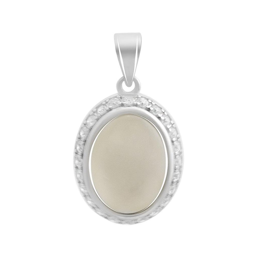 Серебряная подвеска с фианитами, перламутром (60002278)