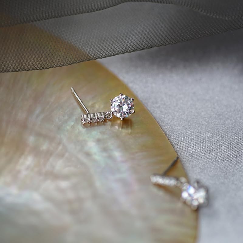 Cercei din zirconiu Shandtsuki, cercei cu piatră de zi de naștere, cercei de argint pentru femei, cercei cu zirconiu cubic, piercing de birou simplu, afaceri