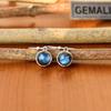 Labradorit Ohrringe, echter Kristallschmuck, Weihnachtsgeschenke, runde Spektrolith-Cabochon-Ohrringe, Boho-Schmuck, schillernder Regenbogen
