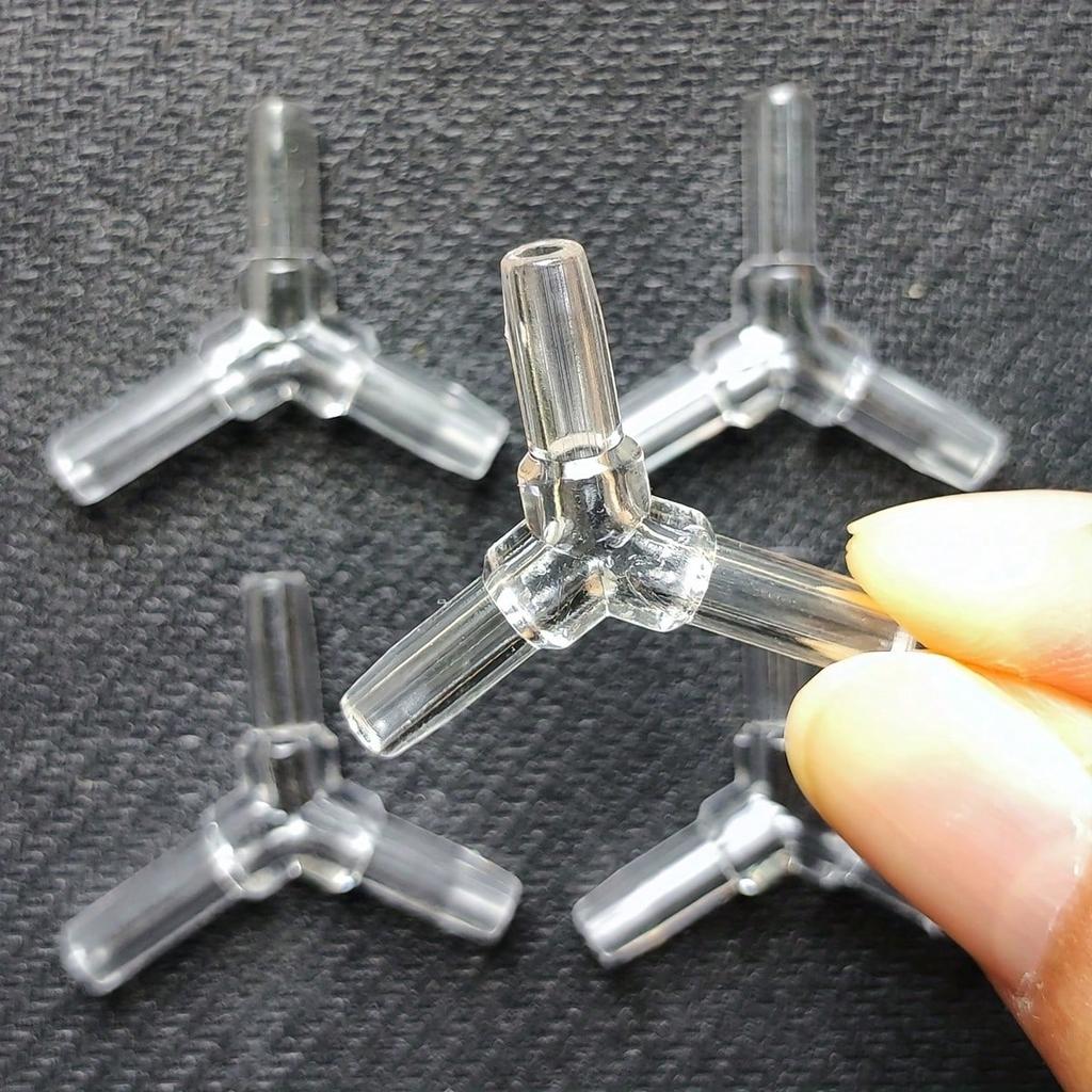 10 Pcs 4mm  Clear Plastic Aquarium “Y”3 Way Airline Tube Connectors Durable Easy To Install for Aeration Systems