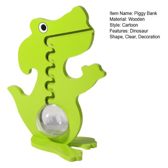 Holz Dinosaurier Sparschwein Klarer Acryl Bauch Münz Bargeld Behälter Jungen Mädchen Cartoon Hund Pinguin Geldsparen Box Dekoration