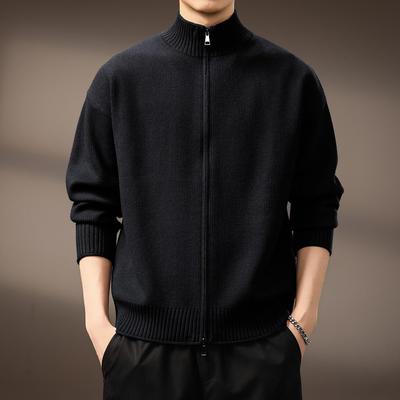 Herren Winter Strickjacke mit Stehkragen - Reißverschluss Pullover, Lässig und Vielseitig