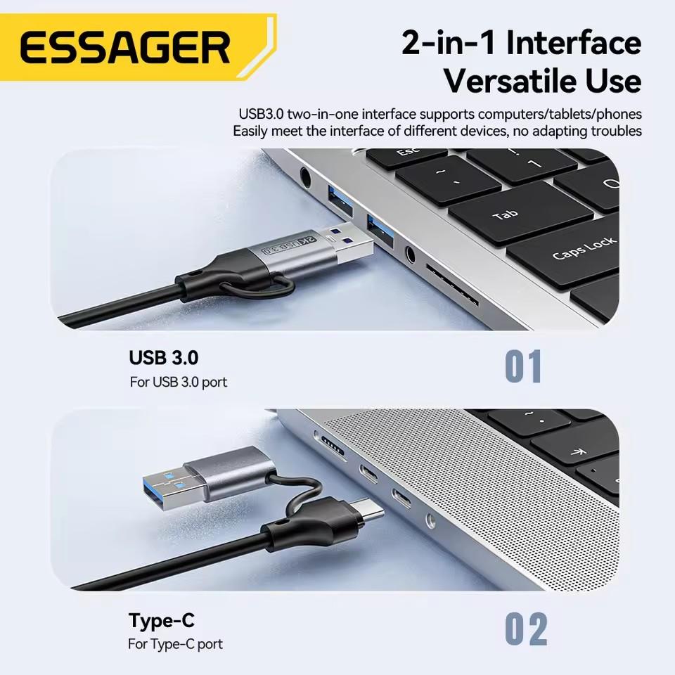 Essager Videoaufnahmekarte USB3.0 HDMI 4K@60Hz-kompatibel zu USB/Type-c Game Grabber Aufnahme für Switch Xbox PS4/5 Live-Übertragung