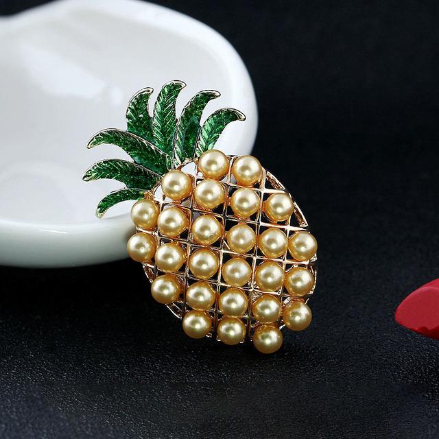 Pearl Crystal Pineapple Brooch Pins Women 'S Clothing Accessories Brooches Collar Pins Women 'S Jewelry