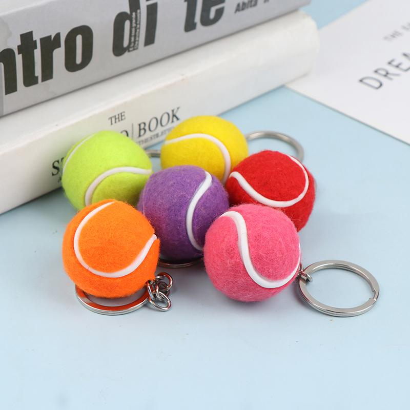 6 Color Key Chain Tennis Ball Metal Keychain Car Key Chain Key Ring sports chain sliver color pendant