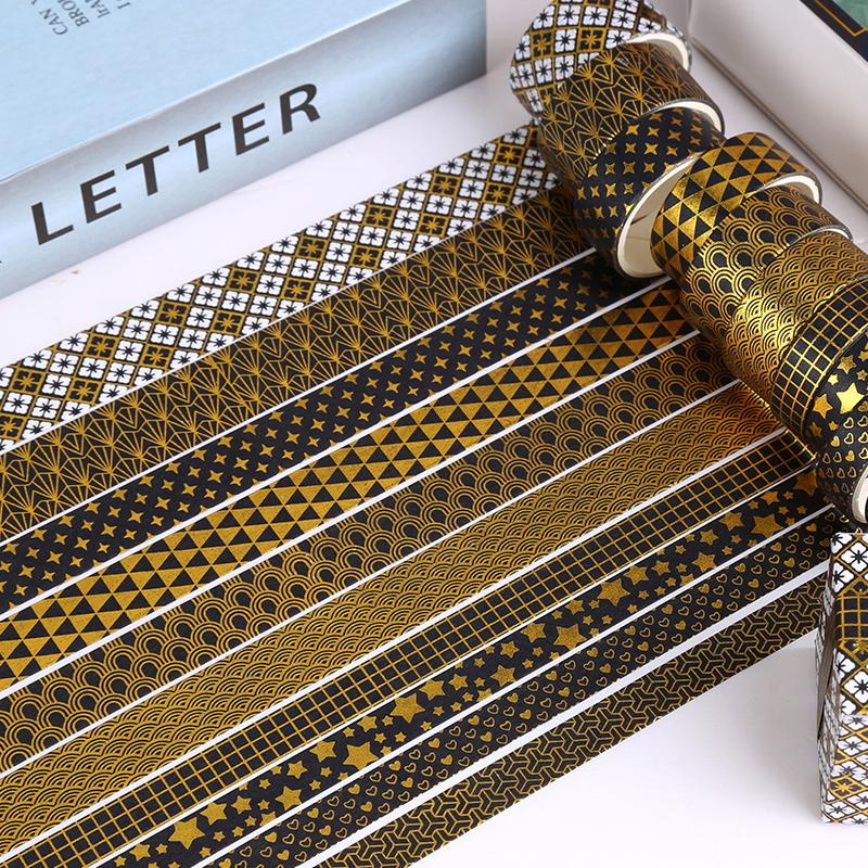 10pcs Floating Series Washi Tapes Set Gold Stamping Adhesive Masking Tape Diary Decoration Stickers A7562