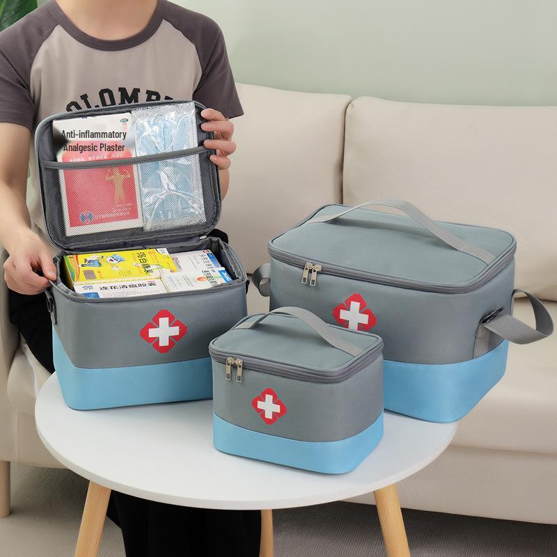 Portable Large-Capacity First Aid Kit and Medicine Storage Bag with Crossbody Strap for Emergencies