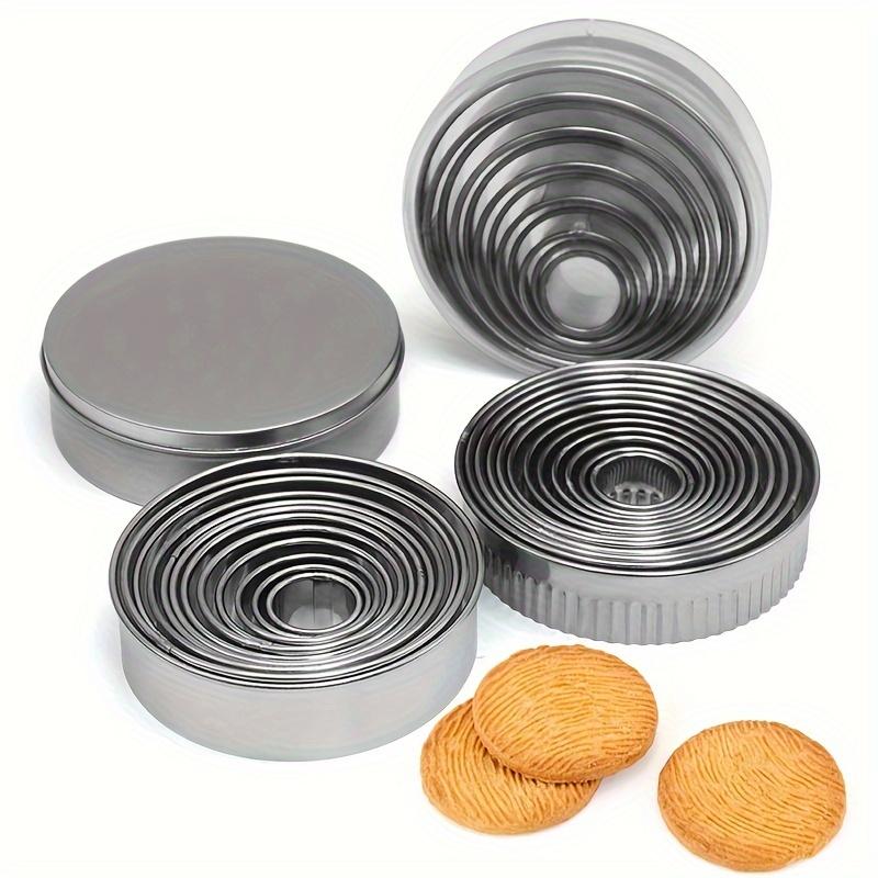 12pcs Stainless Steel Cookie , Biscuit Cutter Set , Fluted Edge, Assorted Sizes for Perfect Pastries, Donuts