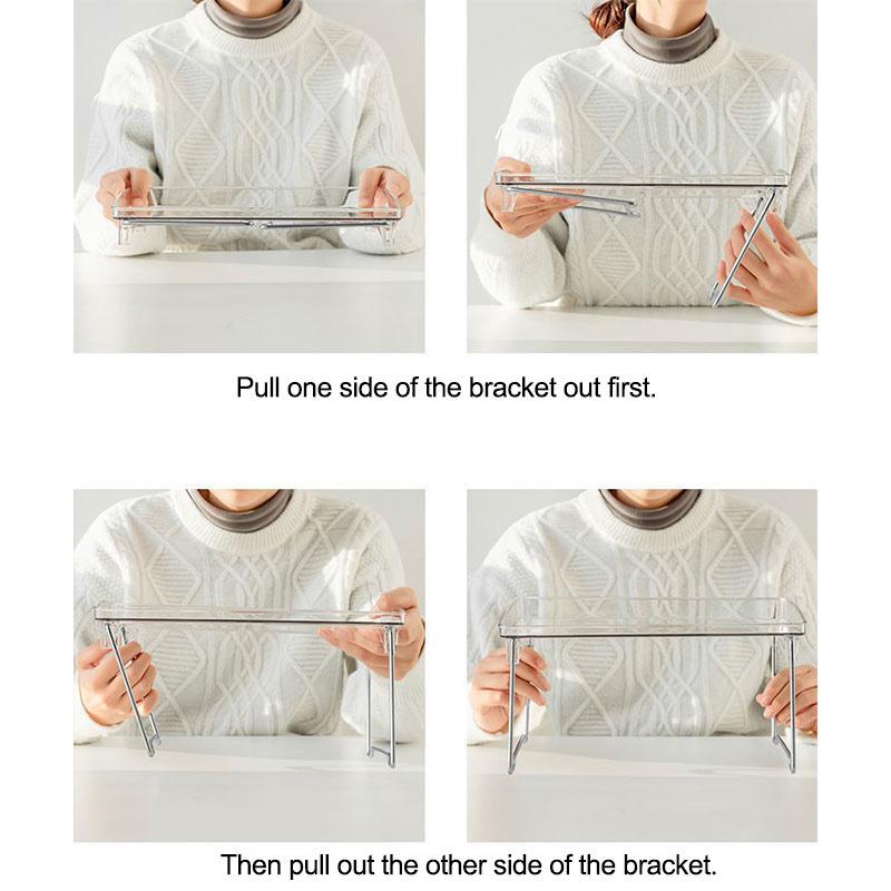 Foldable Transparent Double Desktop Acrylic Shelf Cup Rack Kitchen Bathroom Cosmetic Sundry Shelf