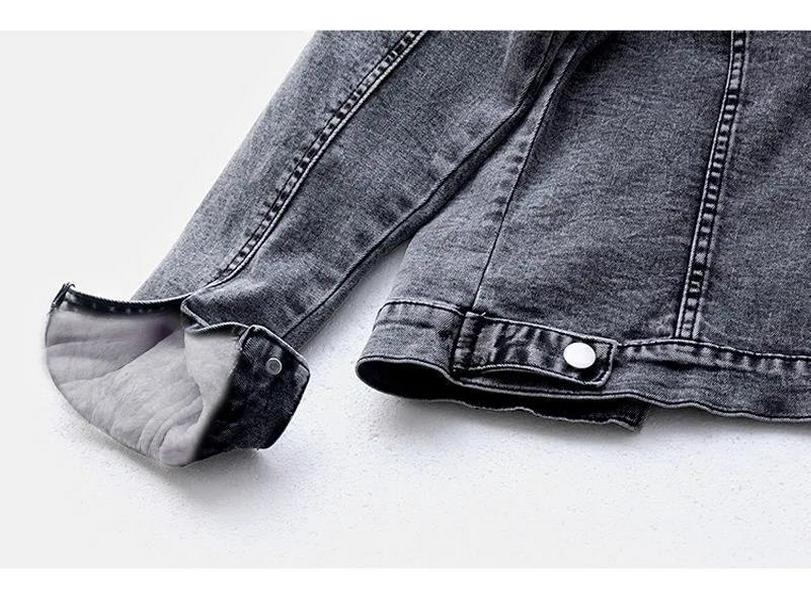 Women's Winter Slim Denim Jacket with Lambswool Lining - Stylish, Versatile Korean Style Coat