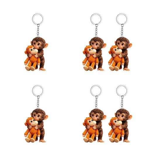 Baby Monkey Hugging Plush Toy Keychain Cute Animal Bag Charm for Keys Bags Backpacks Accessory Gifts for Friends