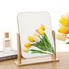 INS Style Wooden Rotating Mirror for Female Students - Princess Desktop Table Mirror with Wood Grain