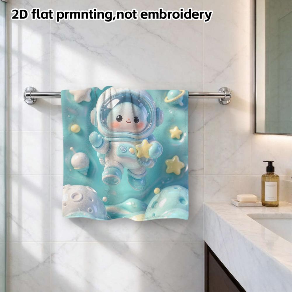 Cute Astronaut Space Print Towel, Fast Absorbent Soft Face Towel, Lightweight Bath Towel for Kids