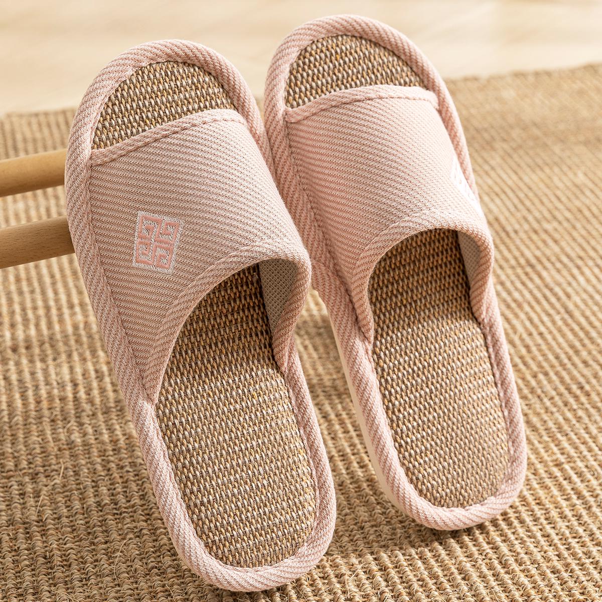 

Men s Luxury Breathable Linen Slippers - 2025 Summer Non-Slip Casual Style 40/41 (Fits size 39-40) рожевий