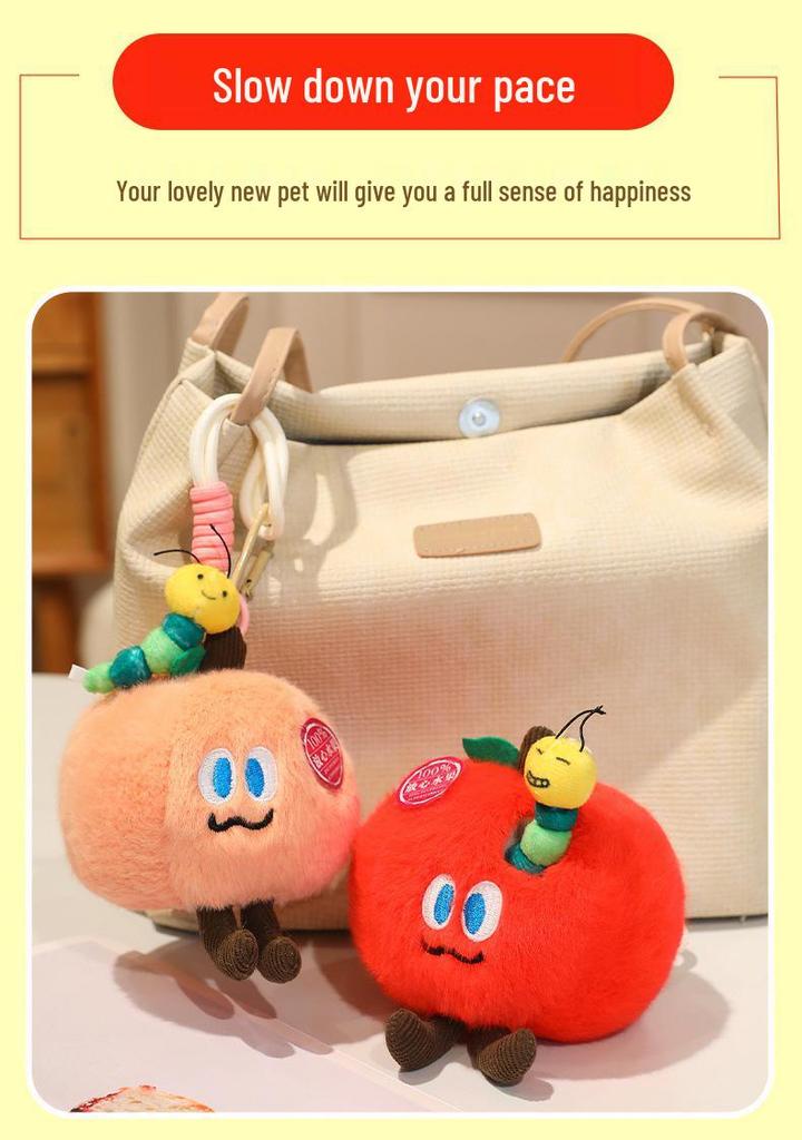 Adorable Bug Eats Fruit Pendant: Apple, Mango, Avocado, Peach - Perfect New Year Gift for Her