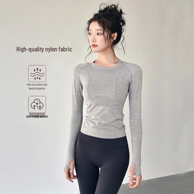 Women's Slim Fit Long Sleeve Quick Dry Round Neck Sportswear Top for Autumn/Winter Yoga & Running. Breathable Fitness Clothing.