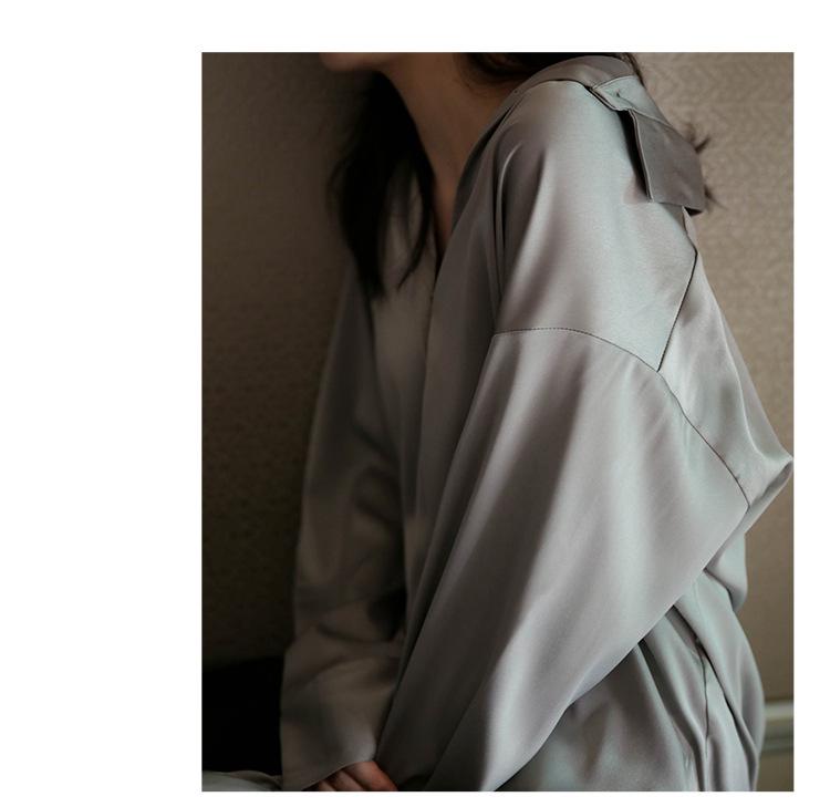 Women's Retro Hong Kong Style Loose White Satin Shirt