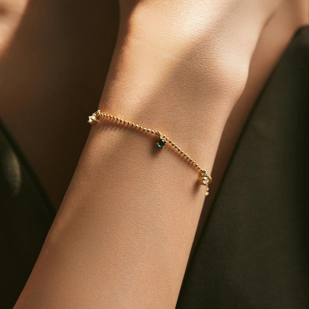 Modian 925 Sterling Zilveren Kleine Ronde Hanger Verstelbare Armband Groene & Doorzichtige Cz Link Ketting Armbanden Voor Vrouwen Sieraden Cadeau