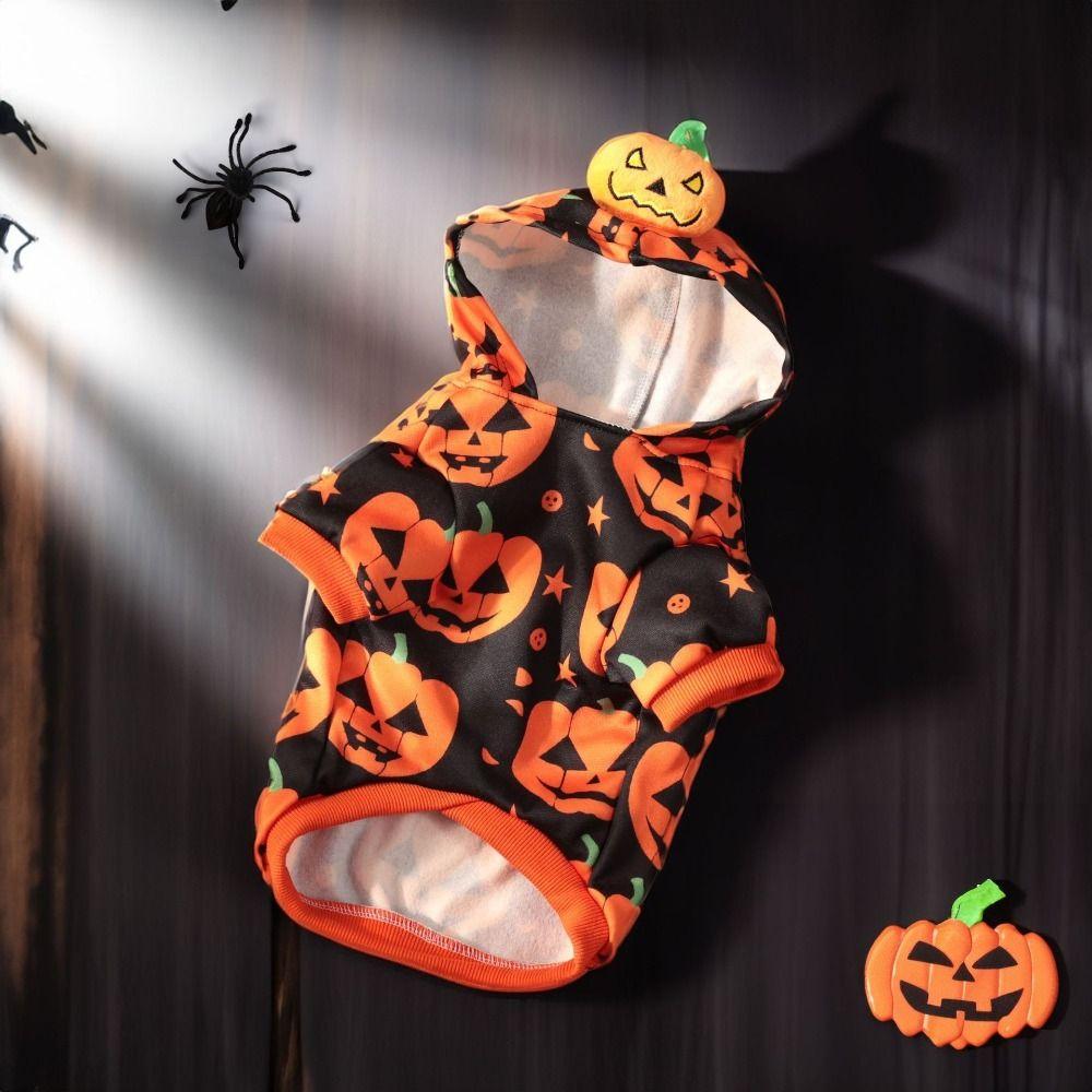 Fashion Halloween Pet Clothes Cute Cool Dog Cat Pumpkin Hoodie Pet Clothing Costume Cosplay Halloween Pet Party Supplies