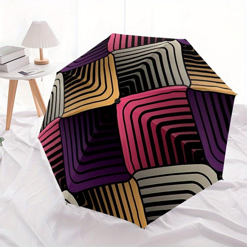 1pc Abstract Pattern Automatic Folding Umbrella, Portable & Foldable Design with 8 Ribs, Casual Outdoor Accessory Halloween and Christmas gi